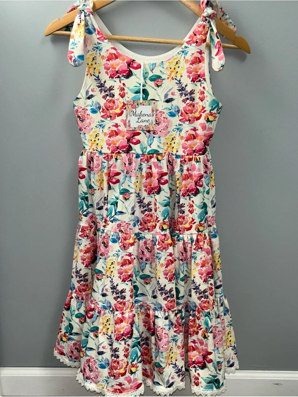 NWT Makena Lane Girls 12 Twirl Dress Florida Coast Floral Print